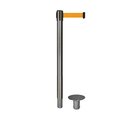 Montour Line Stanchion Belt Barrier Removable Base Sat.Steel Post 7.5ftFl.Org Belt MX630R-SS-FOR-75